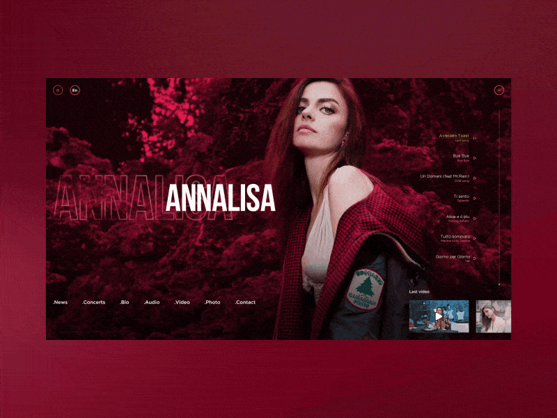 Annalisa | Italian singer aftereffects animation annalisa behance concept dark design dribbble italian motion photoshop red singer ui ux web webdesign website