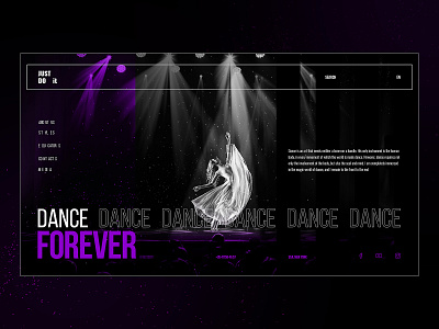 Dance school 1920x1080 black concept dance dark design fiolet fullscreen school ui ux web