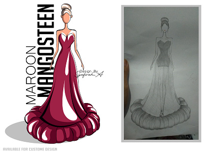 Maroon Mangosteen art design dress dresses fashion fashion design mangosteen maroon pinterest sale seller sketch