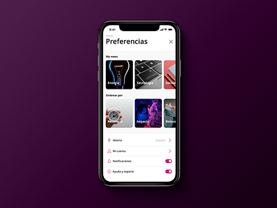 Preferences App news scraping ui ux design