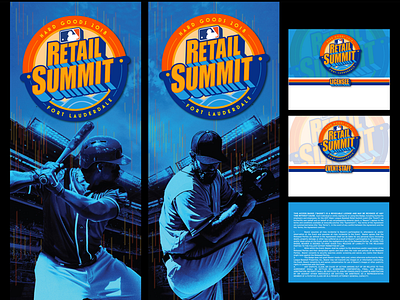 MLB Retail Summit 18 graphics banners baseball blue design logo orange poster design posters