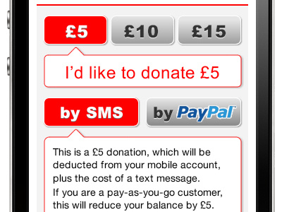 Donation form for mobile