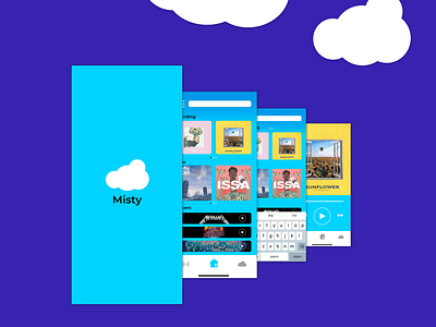 Misty Streaming App Concept branding clean color concept dailyui design flat graphic interface ios minimal typography ui ui ux uidesign userexperience ux ux ui vector web