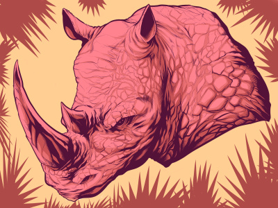 Pink Rhino coloredillustrations illustration pink rhino