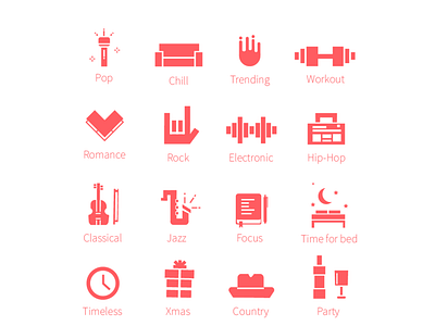 Music Genre Icons design genres icon icon artwork illustration illustrator music music app ui vector