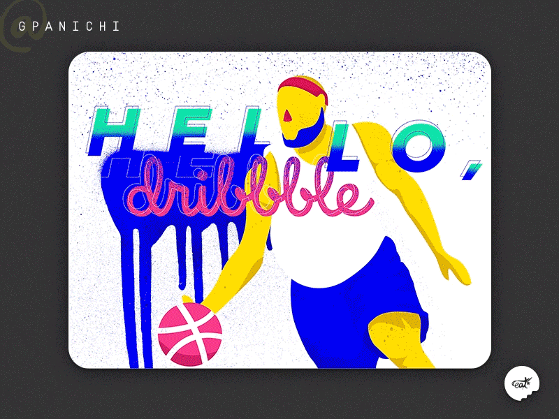 hello dribble, we’d like to touch base 3d animation design flat hello dribbble illustration lettering type typography vector weareeat