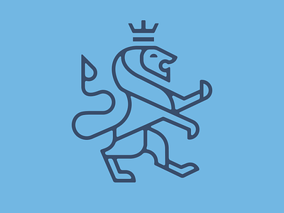 Royal Lion animal blue branding design flat geometric icon illustration logo logomark vector
