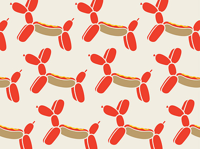 Balloon Hot Dog Pattern balloon design dog dog illustration food food illustration hot dog illustration pattern pattern design