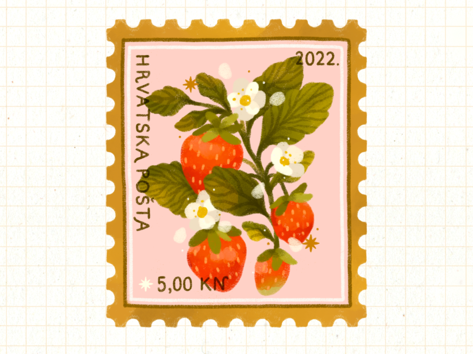 illustration strawberry stamp by Mirna Rajakovi on Dribbble