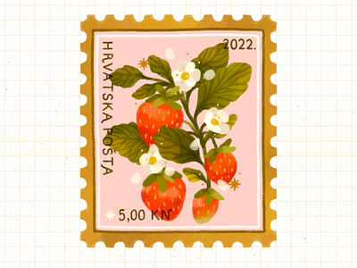 illustration - strawberry stamp illustration procreate