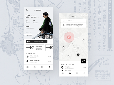 Attack on Titan App anime app design mobile mobile design mobile ui ui ux