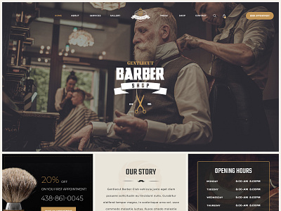 Gentlecut - Barbershop WordPress Theme barber barbershop business design fashion gentlecut minimal modern shave theme tools ui ux web webdesign website wordpress wordpress theme