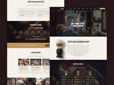 Gentlecut - Barbershop and Hair Salon Template barber barbershop beauty business design fashion gentlecut hairsalon minimal modern psd shave theme tools ui ux web webdesign website wordpress