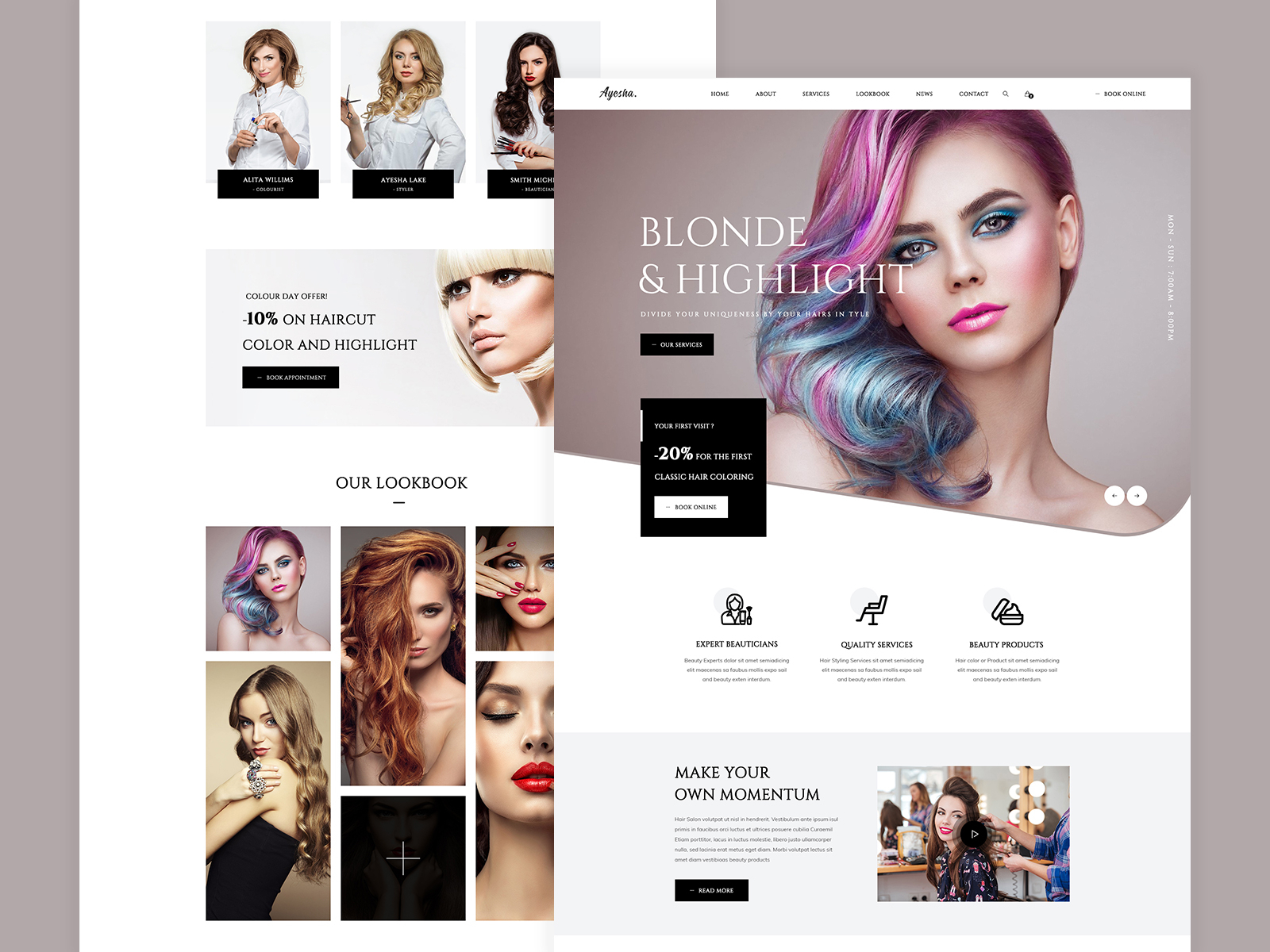 Website design beauty salon  professional woman makeup and hairstyle  barbershop master hairstyling salon web template Vector Illustration in  flat cartoon style 12972124 Vector Art at Vecteezy