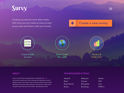 Survy homepage purple survey ui webapp