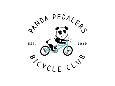 Panda Pedalers Bicycle Club 2020 design 2020 logo bicycle bicycle logo bike club bike logo bike shop brand branding cartoon logo childrens illustration illustration line logo logo design panda panda bear panda bike panda pedalers teal bike vector