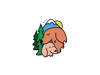 PNW Dachshund Logo abstract dachshund logo dog logo graphic design illustration line logo logo logo design mountain logo mountains oregon pet logo sausage dog tree logo trees weiner dog