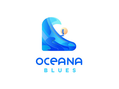Oceana Blues - Woman's Surfing Wave Logo branding japan japan2021 logo logo design noseride ocean olympic game olympic sport olympics summer olympics surf surfing tidal wave water wave logo woman womans surfing