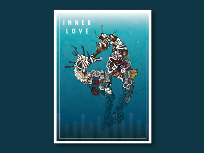 Inner Love abstract animals biomechanical cyberpunk fish graphic design graphic illustration illustration lineart love marine life ocean robot saltwater sea creatures sea dragons seahorse steampunk story vector