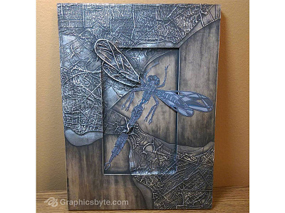 Biomechanical Dragonfly abstract biomechanical dragonfly drawing hand drawn handmade human illustration insect karbonkast metal mixed media pen art sculpture sketch vector wall art wood