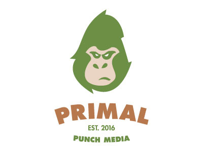 Primal Punch Media animal ape bigfoot flat design gorilla graphic hand drawn icon idenity logo logo design primal type yeti