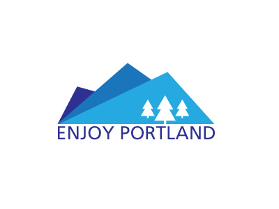 Enjoy Portland Logo blue color graphic icon logo mountains northwest oregon portland trees vector