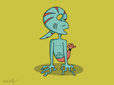 Fish Weirdo color creature digital illustration drawing fish happy illustration print shrimp vector weirdo yellow