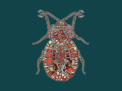 Cereptera beetle biomechanical bug colors digital illustration insect print psychedelic