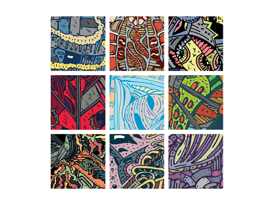 Illustrative Patterns & Color Combos alien biomechanical colors eyes illustration metal patterns shapes vector