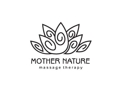 Lotus Line Logo abstract black flower healing line logo logo design logotype lotus massage massage therapy nature oregon organic plant swirls