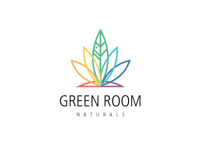 Green Room Naturals Logo branding cannabis cbd clean deodorant feather green room green room natuals healing indica leaf lip balm logo lotus marijuana natural plant plant logo