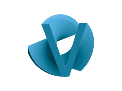 Versoft Consulting Icon 3d logo 3d printing abstract blue branding glyph icon logo oregon photoshop shadows software spiral tech tech logo tube v icon v monogram