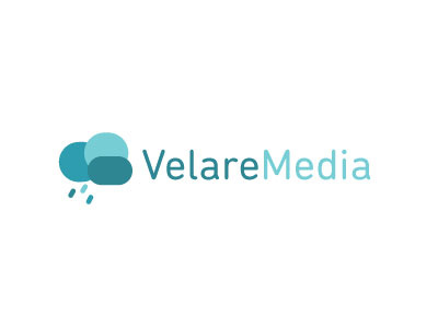 Velare Media Alt Logo blue branding cloud cloud logo logo logo design morse shade oregon rain rounded corners shape logo ui ux velare web design web logo website