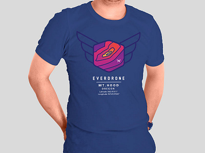 Topographic Everdrone Map branding camera coordinates drones flight geothermal heat icon illustration mountain mt hood oregon topographic map tshirt uav wings