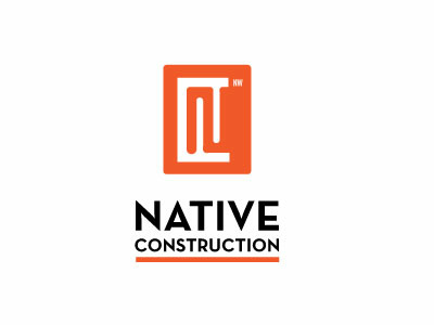 NW Native Construction Orange Enclosure Logo abstract branding condensed font construction enclosure graphic design icon logo logo design monogram nagative space native north west orange shape vector