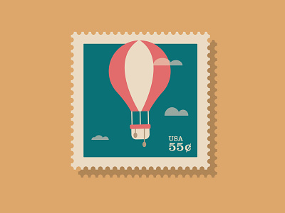 Hot Air Balloon Stamp aeronaut ballon stamp balloon balloons flat graphic graphic design hot air balloon icon illustration illustrator shape stamp vector