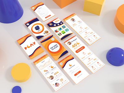 PLAY UI Screens 3d adobe xd app app design blender branding logo typography ui ux