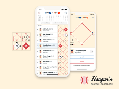 Hangars Baseball Scorebook app baseball branding flat logo minimal product design ui ux