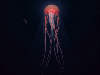 Jellyfish Planet art design design app flat graphic graphic art graphicdesign illustration illustrator jellyfish space vector vector art