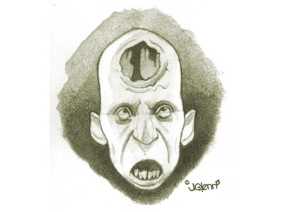 Hole in head horror illustration sketchbook