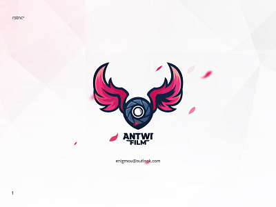 Antwi Film antwifilm branding camera crimson film logo design movie wing