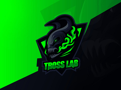 Tross Lab branding design esportlogo green logo mascot simple skull symbol vector