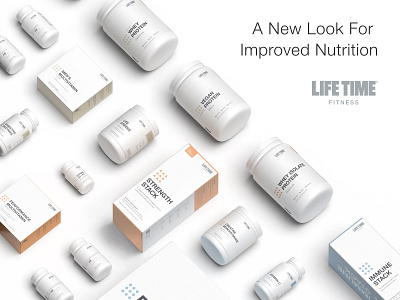 Life Time Supplement Line Redesign 3d 3d render branding design graphic design label design minimalism package design protein supplements vitamins