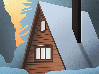 Cabin Illustration 2 cabin design graphic design illustrate illustration landscape minimalism paint simple texture