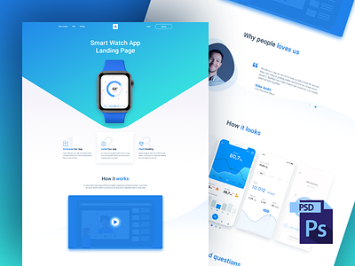 AppNep - FREE App Landing Page PSD agency app landing page blue blue and white creative freebie landing page minimal mobile app photoshop psd design psd download psd template startup typography ui design web design website website design