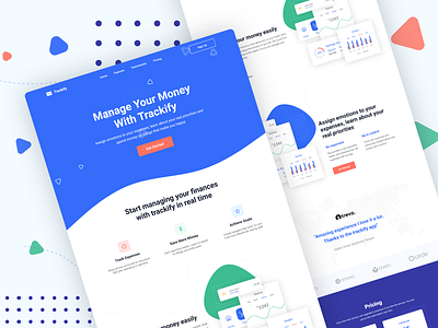 Trackify - Financial App Landing Page adobe xd agency app landing page app landing template creative finance financial gumroad landing page minimal money money management saas saas landing page startup template typography ui web design webdesign