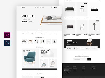 eMinimal - eCommerce XD PSD Template clean cloth ecommerce ecommerce shop fashion free furniture furniture store jewelry landing page minimal modern psd retail shop store web design webdesign xd
