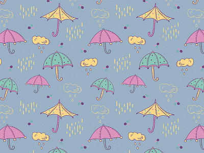 Rainy Pattern digital art fabric illustration pattern print umbrella