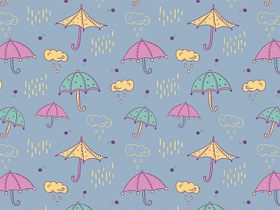 Rainy Pattern digital art fabric illustration pattern print umbrella