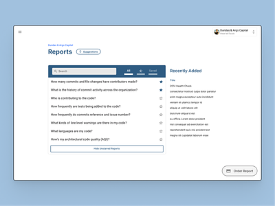 Analytics webapp Reports section